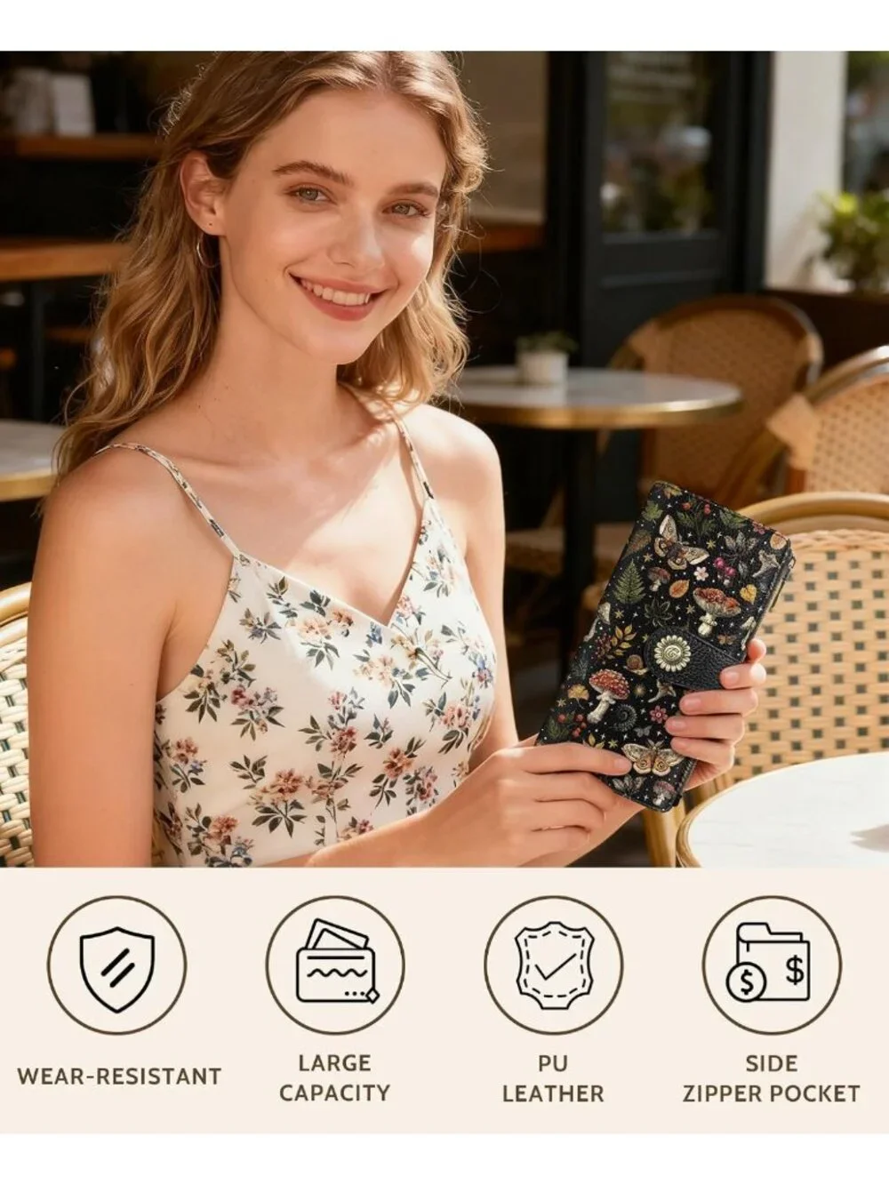 Mushroom Print Women's Bifold Wallet | RFID Blocking, Credit Card Holder